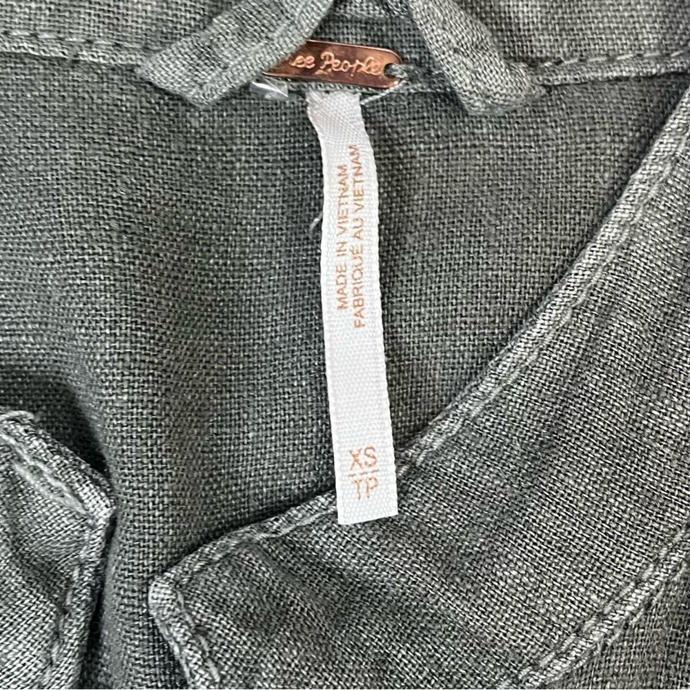 Free People XS Green Emilia Utility Military Blazer Jacket Urban Outfitters - Picture 3 of 15